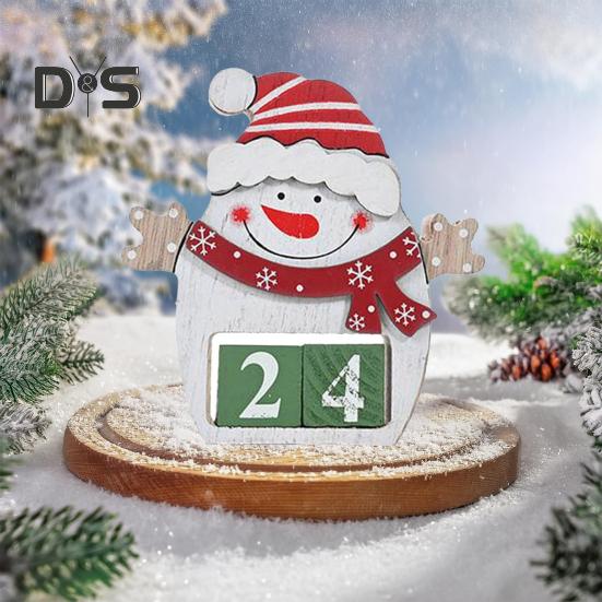 Рождественский Адвент-календарь с подвижным цифровым блоком Санта-Клаус, лось, снеговик, календарь обратного отсчета, рождественская табличка, настольное украшение, орнамент