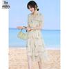 Новое приталенное платье с коротким рукавом в китайском стиле с цветочным принтом