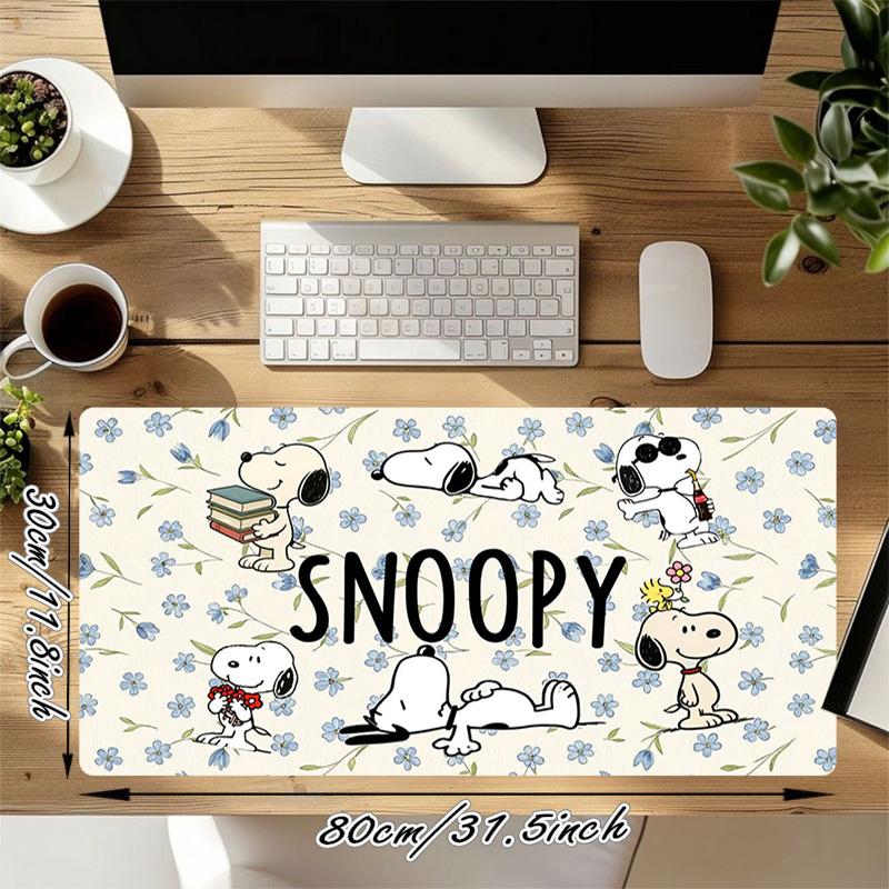 Snoopy Flowers Xl Gaming Mouse Pad Nonslip Rubber Base Stitched Edge Waterproof Desk Mat For Pc Laptop Gamer Office Computer Accessories C929853
