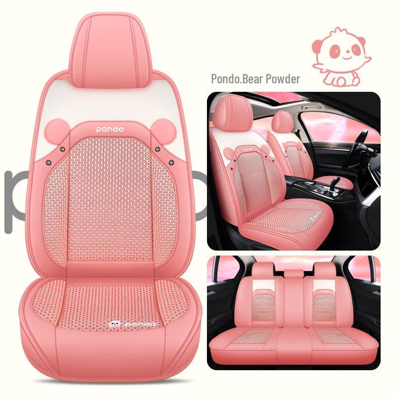 Новый мультяшный кожаный комплект подушек на сиденья автомобиля из ледяного шелка, на все сезоны