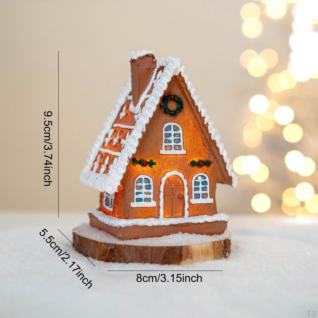 Рождественская миниатюрная статуэтка-домик, настольное украшение со светом, хижина, резиновая деревенская фигурка