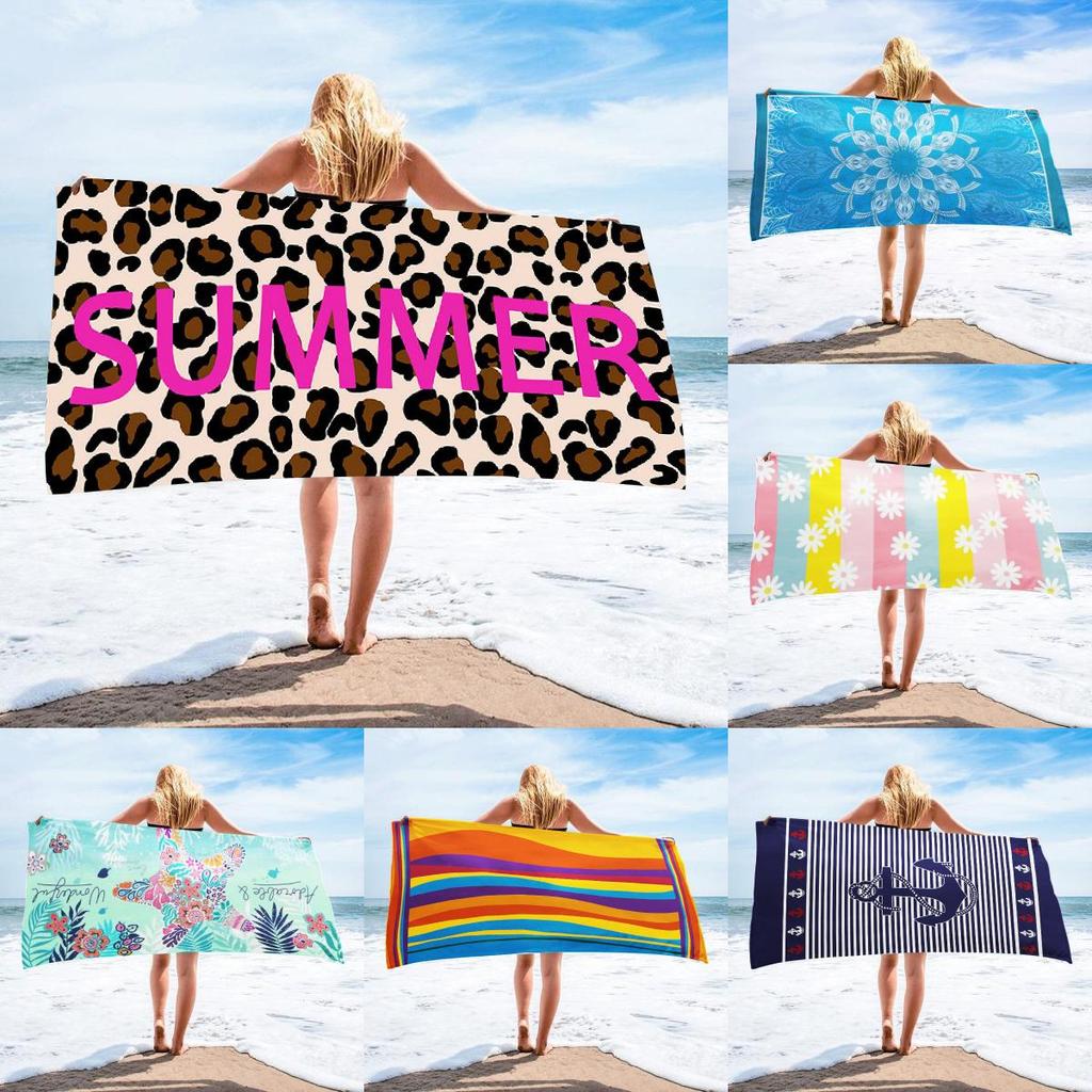 Printed Microfiber Beach Towel With High Water Absorption For Beach And Outdoor Activities