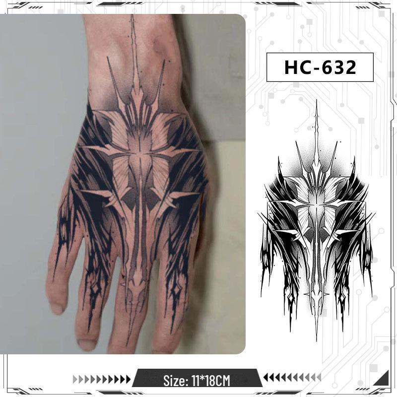 19 водонепроницаемых наклеек-татуировок на половину руки Dark Totem - долговечные травяные узоры для мужчин и женщин