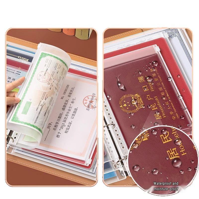 Портативный семейный органайзер для документов: Альбом на кольцах, Многофункциональный, Прозрачный, Большой вместимости для свидетельств о рождении и домашних записей.