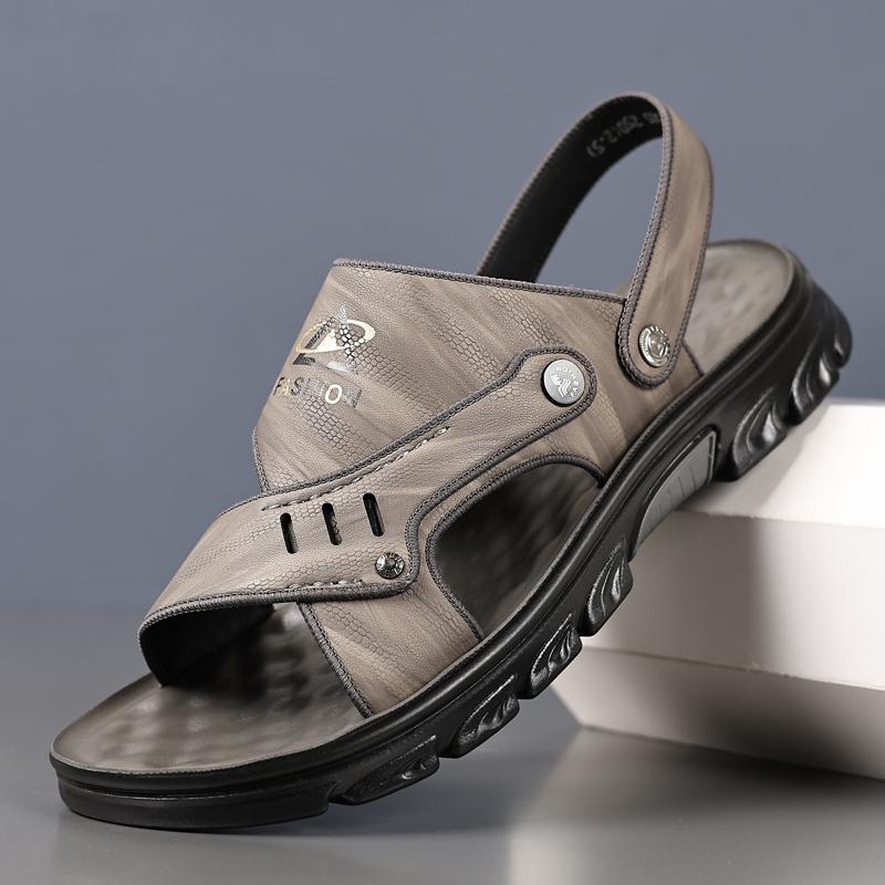 Модные мужские летние сандалии для отдыха на природе 2024 Новые мужские сандалии Мужская кожаная пляжная обувь Повседневная мужская обувь Модные тапочки Сандалии Мужская обувь