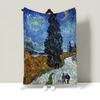 Oil Painting Nap Blanket, Soft Warmth Double-Sided Flannel, Digital Print Shrink-Resistant Machine Washable Office Travel Throw Blanket