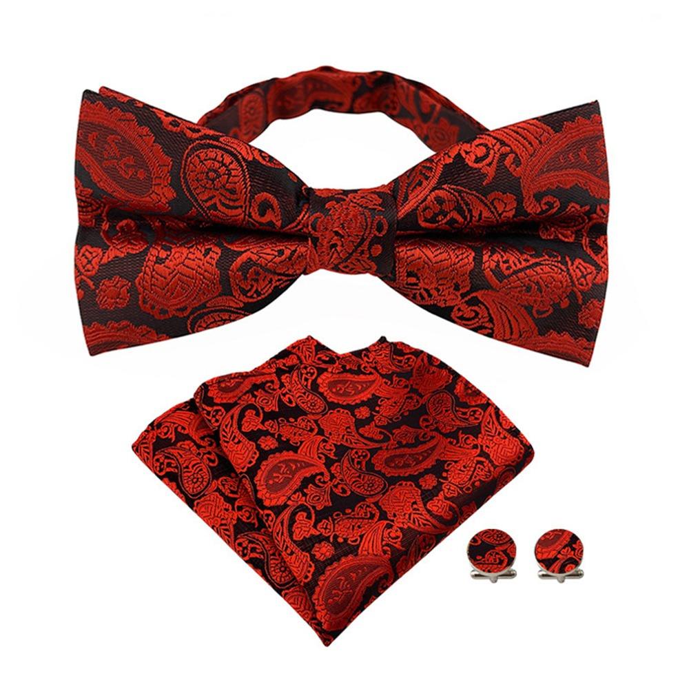 3Pcs/Set Silk Wedding Bow Tie Cufflink Silk Suit Accessories Fashion Neck Tie Set Wedding