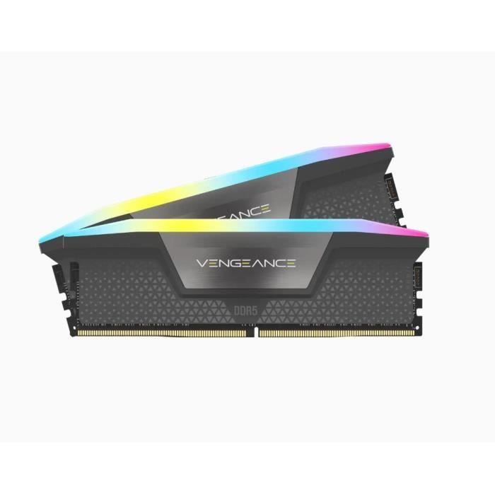 Mémoire ram - corsair - vengeance rgb ddr5 - 32gb 2x16gb dimm - 6000 mhz - 1,40v - gris (cmh32gx5m2b6000z30k)