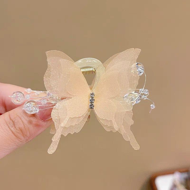 Fairy Butterfly Tassel Claw Clip – Transparent White Mori Style Hair Accessory