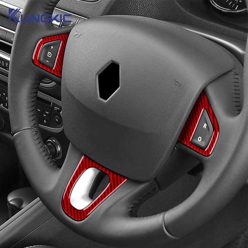 For Renault Fluence Megane RS 2009 2010 2011 2012 2013 2014 LHD RHD Car Steering Wheel Button Real Soft Carbon Fiber Sticker