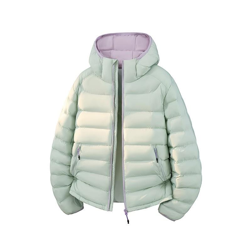 Winter Hooded Puffer Coat Unisex Color Block Casual Warm Jacket Teens