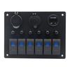 Professional 6 Buttons Switches Panel with Digital Voltmeter Tester & USB Charging Plastic Perfect for Marine Boat Truck