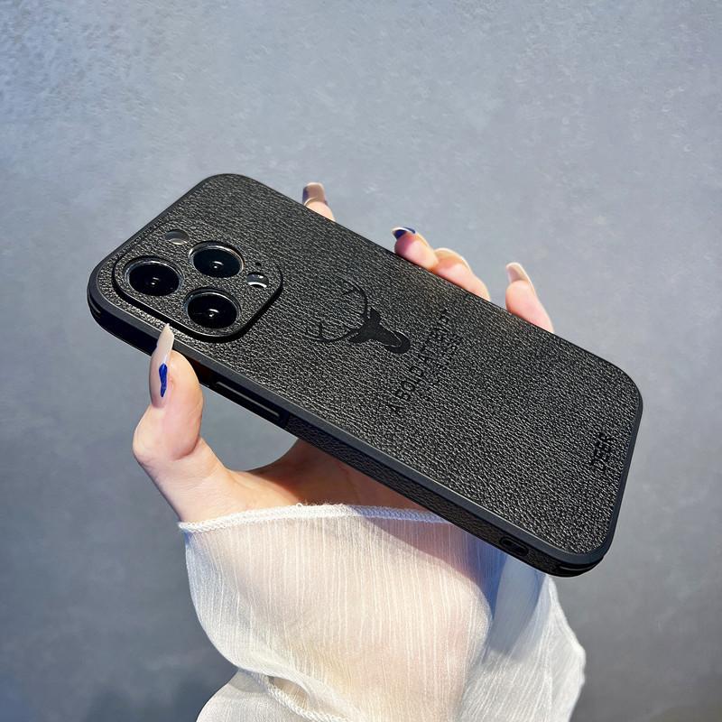Подходит для чехла для мобильного телефона iPhone 15, кожаный узор, лось 13 Apple 16 Promax, защитный чехол 14, полная защита от падения