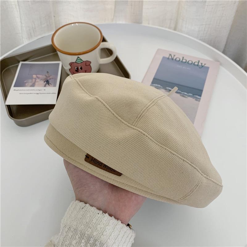 Modern Woolen Beret Hat For Women Winter Large Head English Painter Cap