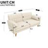 Modern 2-Seater Sofa in Chenille with Thick Seat Cushion, Tufted Backrest, 2 Armrest Cushions, Side Pockets; Solid Wood Legs, Easy to Assemble, Beige