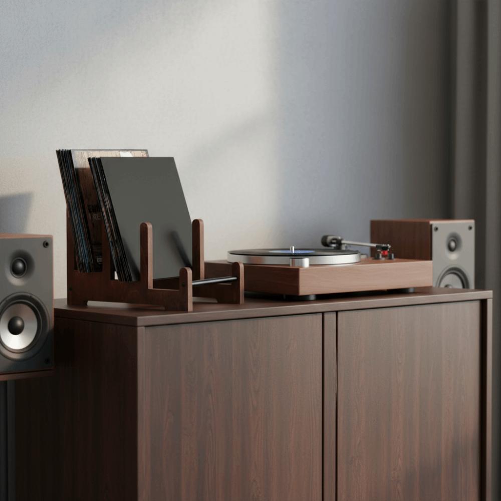 Large Capacity Vinyl Record Holder Brown Book Storage Rack Vintage CD Display Stand CDs