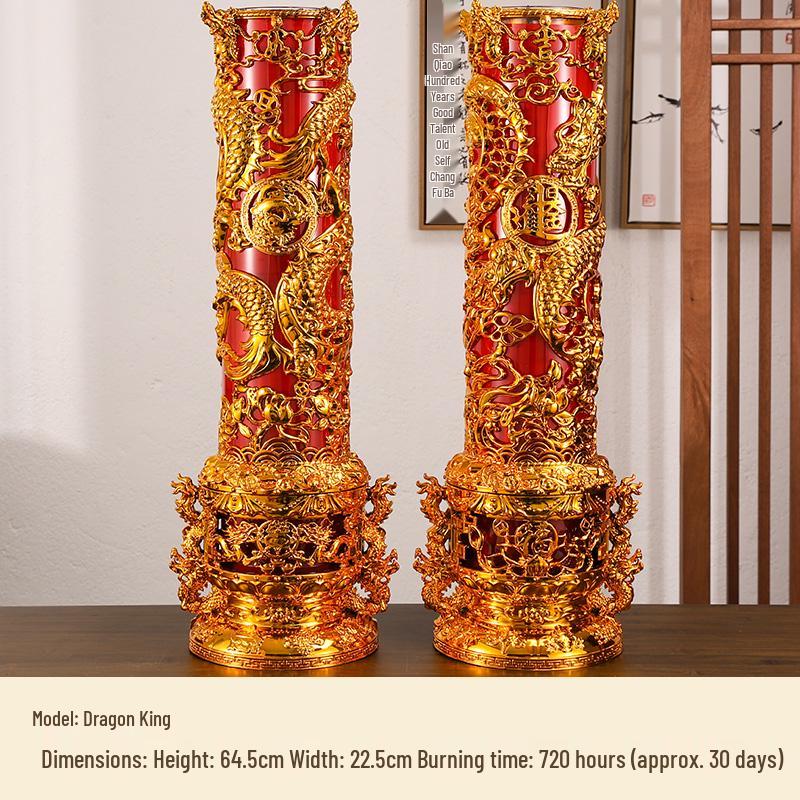 Smokeless Crystal Candle for Buddha Offerings, Housewarming, or New Year Celebrations - Windproof Red Butter Lamp