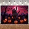 Horror Halloween Blood Moon Zombie Hand Theme Party Photography Background Skeleton Tombstone Pumpkin Lantern Photo Backdrop2