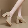 Женские туфли на высоком толстом каблуке, весна 2025, новые темпераментные туфли-лодочки с открытым вырезом, универсальные туфли Мэри Джейн во французском стиле с ремешком