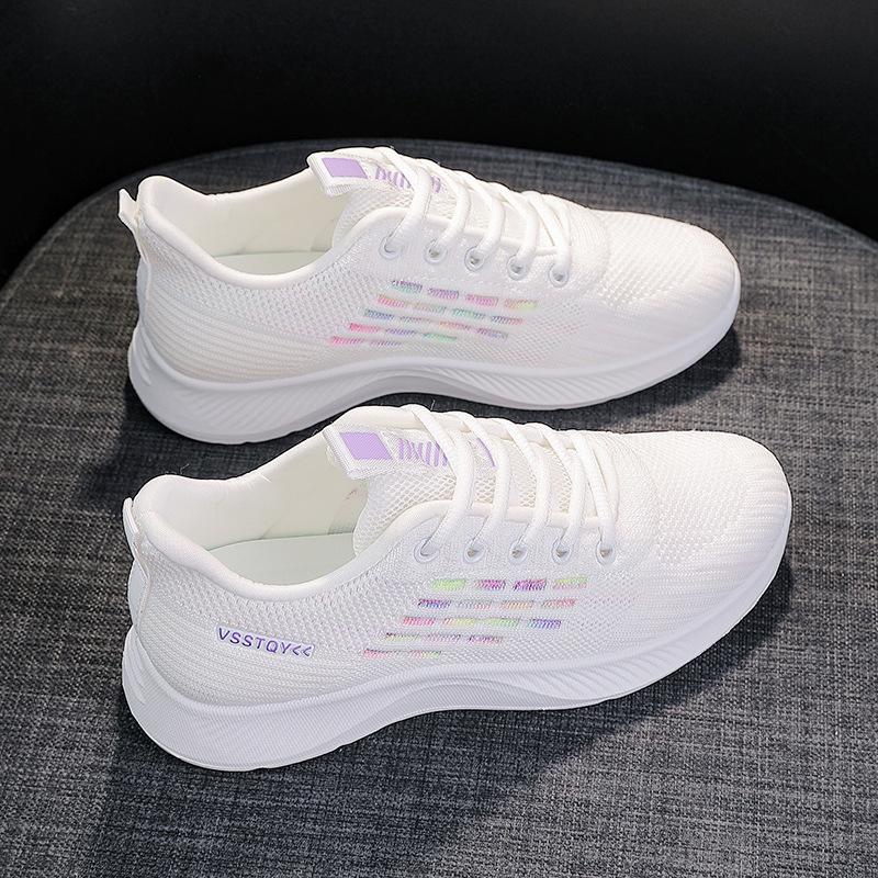 Flying woven women's shoes 2026 spring new casual shoes soft sole lightweight running shoes travel shoes breathable sports comfortable shoes