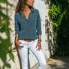 Женская рубашка с воротником, длинным рукавом, планкой на пуговицах, топы с карманами, однотонная, стандартной посадки, повседневные топы, для работы, на каждый день