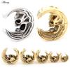 Alisouy 1PC Alloy Casting Ghost Head Skull Moon Saddle Ear Tunnel Plugs Expander Stretcher Gauges Earrings Piercing Body Jewelry