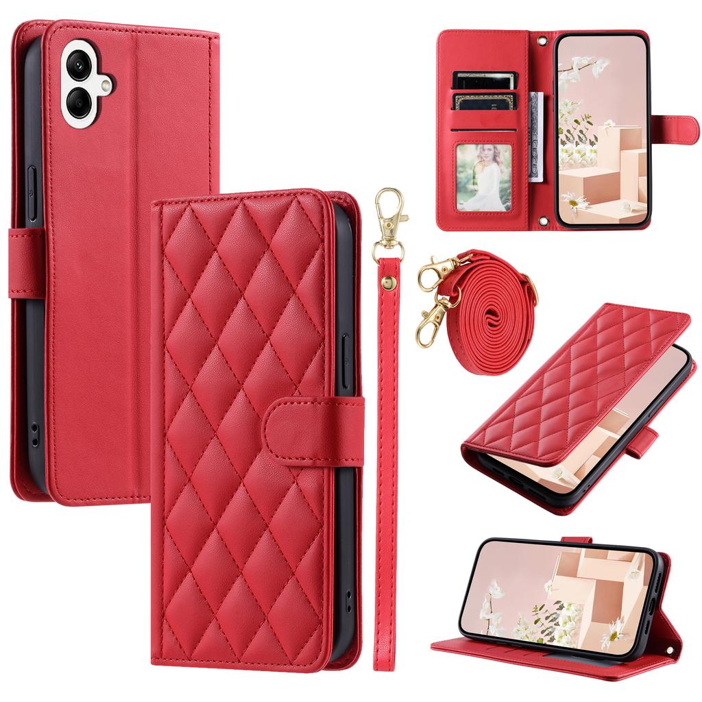 For Samsung Galaxy A06 4G Wallet Case Rhombus Grid PU Leather Phone Cover