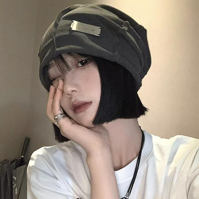 Женская однотонная мешковатая шапка-бини, мягкие хлопковые шапки, весна-осень, хип-хоп, шапки-черепа, уличная теплая шапка-пуловер