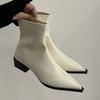 Модные ботильоны с острым носком, кожаные женские ботильоны до щиколотки, бежевые, удобные и элегантные, высокого качества, готические, новинка, рок, женские короткие туфли