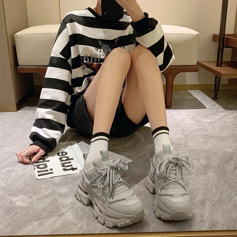 Летние дышащие легкие женские туфли Daddy Shoes повседневные кроссовки на толстой подошве увеличенные повседневные туфли модные кроссовки на толстой подошве