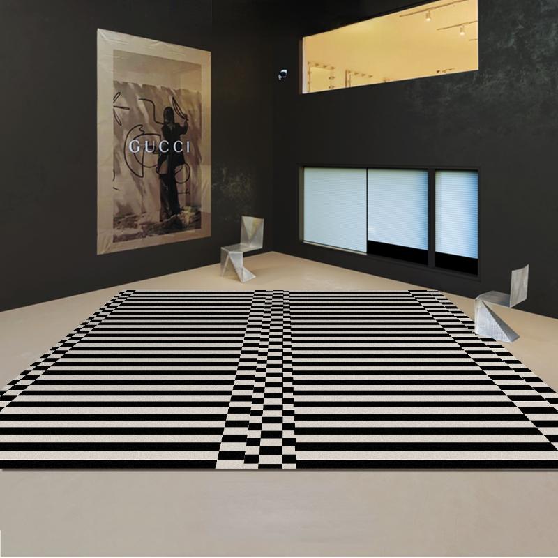 Thick Plush Black And White Plaid Rug Soft Fluffy Floor Mat For Bedroom Living Room Study Home Decor Non Slip Carpet