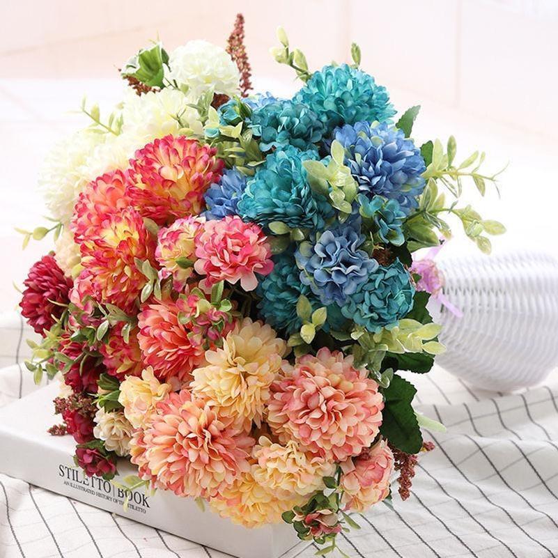 Букет искусственных цветов пиона, свадебное украшение для домашнего декора стола, искусственные цветы гортензии