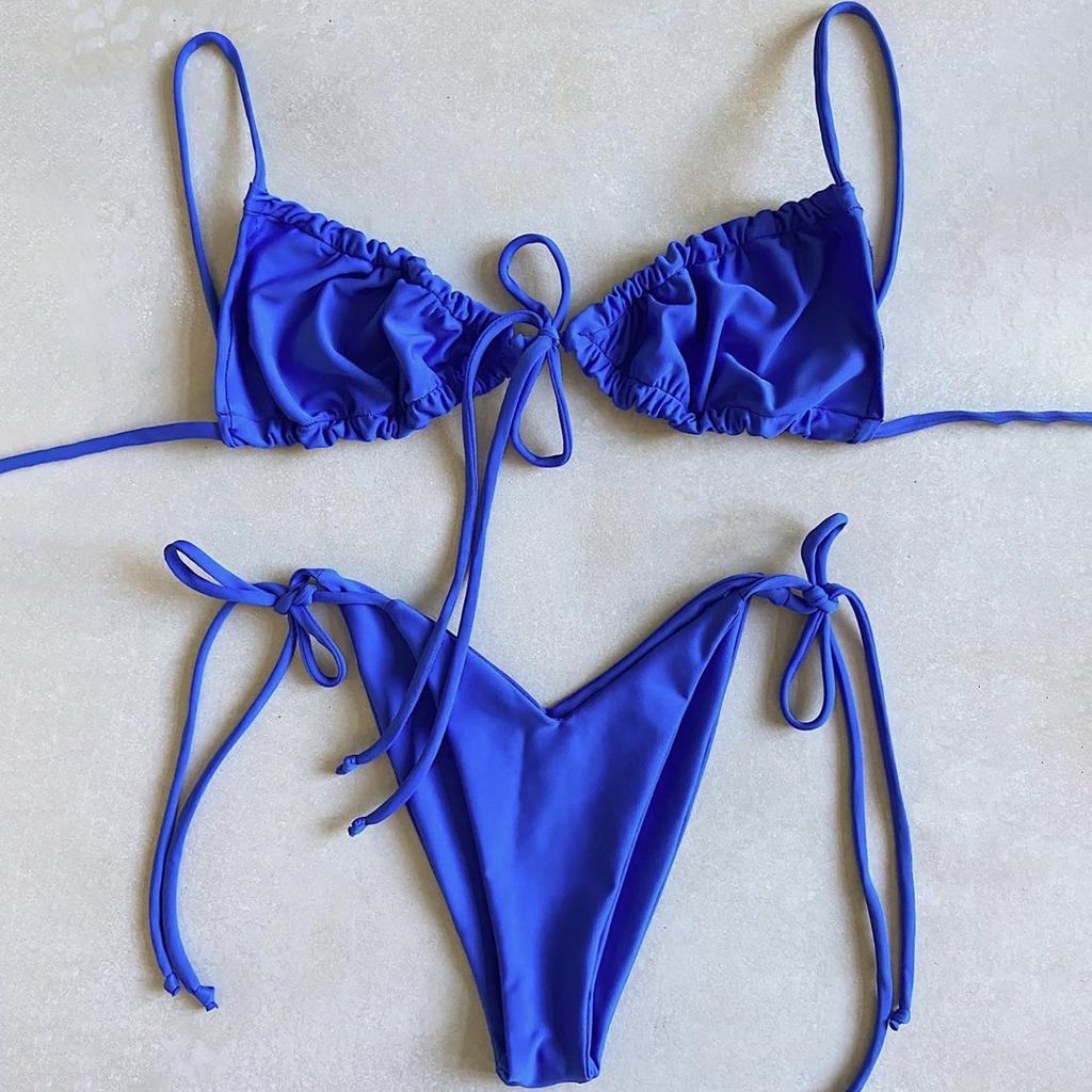 Women's Swimwear Solid Colour Bikini Strappy Swimsuit Split Swimsuit Set