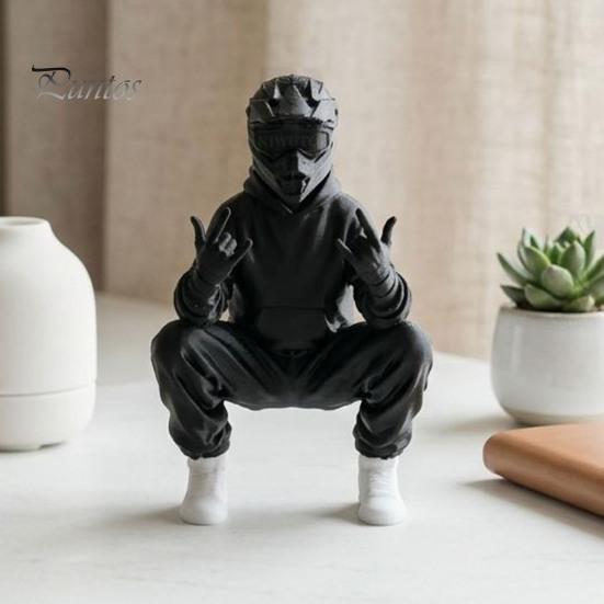 Миниатюрная модель гонщика, 3D-печатная крутая фигурка байкера-внедорожника, приседающая статуэтка, модное детализированное изделие из PLA для рабочего стола, приборной панели автомобиля, домашнего офиса