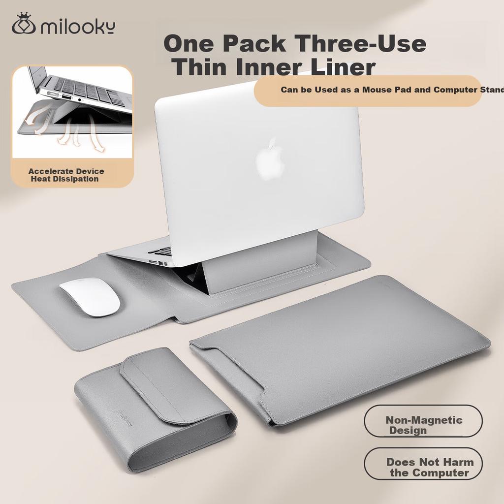 Milooky Laptop Sleeve Compatible with Apple Mac, Lenovo Pro 14-Inch, Huawei Computers, Stand Protective Case for Men And Wome