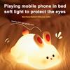 Night Light Silicone Big Face Rabbit Tap USB Rechargeable with Dimmable Timer Soft Eye-Protective LED Night Light