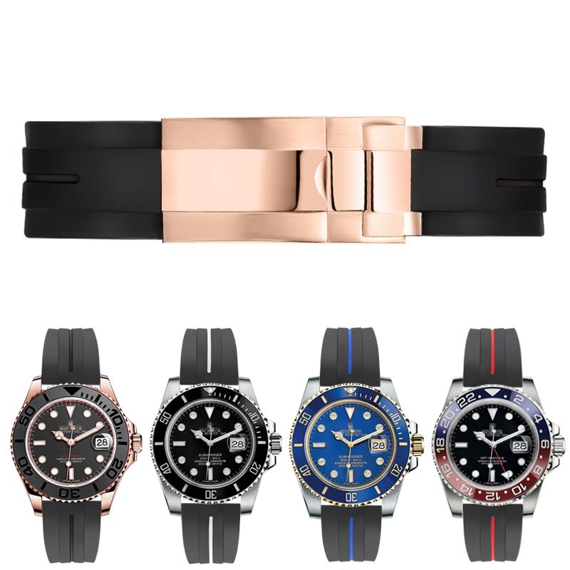 Резиновый ремешок для часов Seiko Tudor Citizen с пряжкой из нержавеющей стали, водонепроницаемый браслет для часов 20 мм 21 мм черный синий