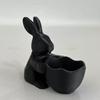 Kids Craft Paintable Bowl 3D Printed Easter Bunny Candy Bowl, Cute Rabbit Holding Figurine, DIY White Desk Blank Decor for Living Room Office,