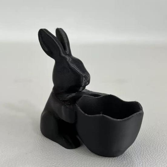 Kids Craft Paintable Bowl 3D Printed Easter Bunny Candy Bowl, Cute Rabbit Holding Figurine, DIY White Desk Blank Decor for Living Room Office,