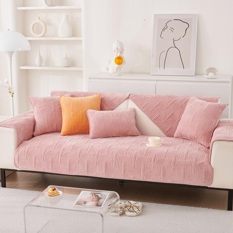 Подушка для дивана из кристального бархата, утолщенная вышитая наволочка для дивана, современный простой однотонный нескользящий чехол для дивана