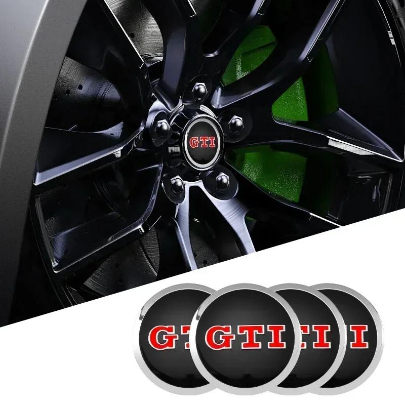 4Pcs 56mm Car Wheel Stickers Center Hub Cap For Volkswagen GTI R-Line R Y9 Polo T5 Golf Passat Scirocco Car Emblem Badge Decal
