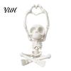 Black And White Decor Heart-Matching Skull Ornament, 3D Printed Skeleton Statue, Gothic Home Compact Size Sculpture for Bookshelf Bedside Unique Desk