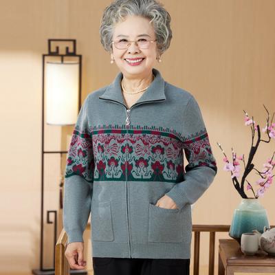 Пальто для пожилой женщины с толстым вельветовым подкладом, кардиган-свитер для пожилых, женская одежда для бабушки на весну и осень, вязаный свитер для мамы