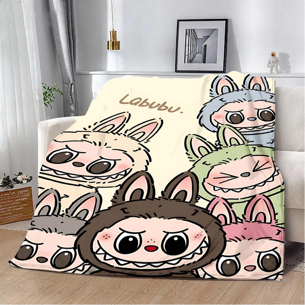 Милое мультяшное одеяло с принтом Лабубу, одеяла для пикника, теплое одеяло, мягкое и удобное одеяло для дома, путешествий, подарка на день рождения