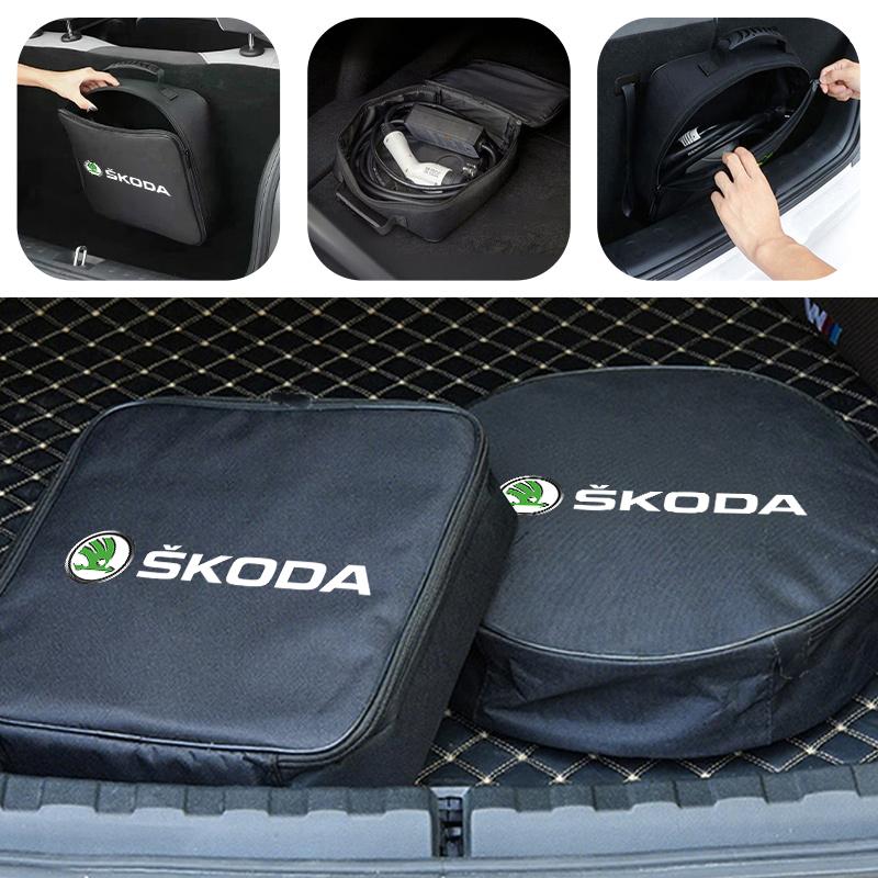 AAABR1 Car Charging Cable Rechargeable Gun Storage Bag For Skoda Octavia A5 A7 RS Fabia Superb Rapid Karoq