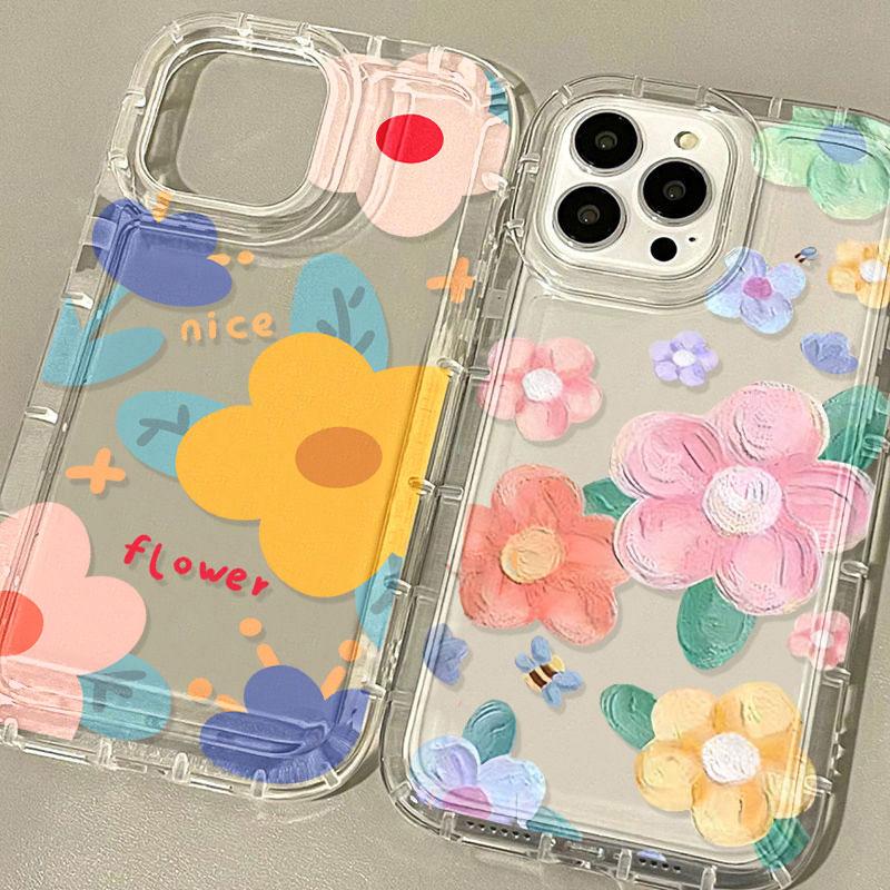 Силиконовый прозрачный чехол для телефона для iPhone 11 16 13 15 Pro Max 14 12 XS X XR 7 8 Plus SE 16promax Противоударный чехол с цветочным рисунком