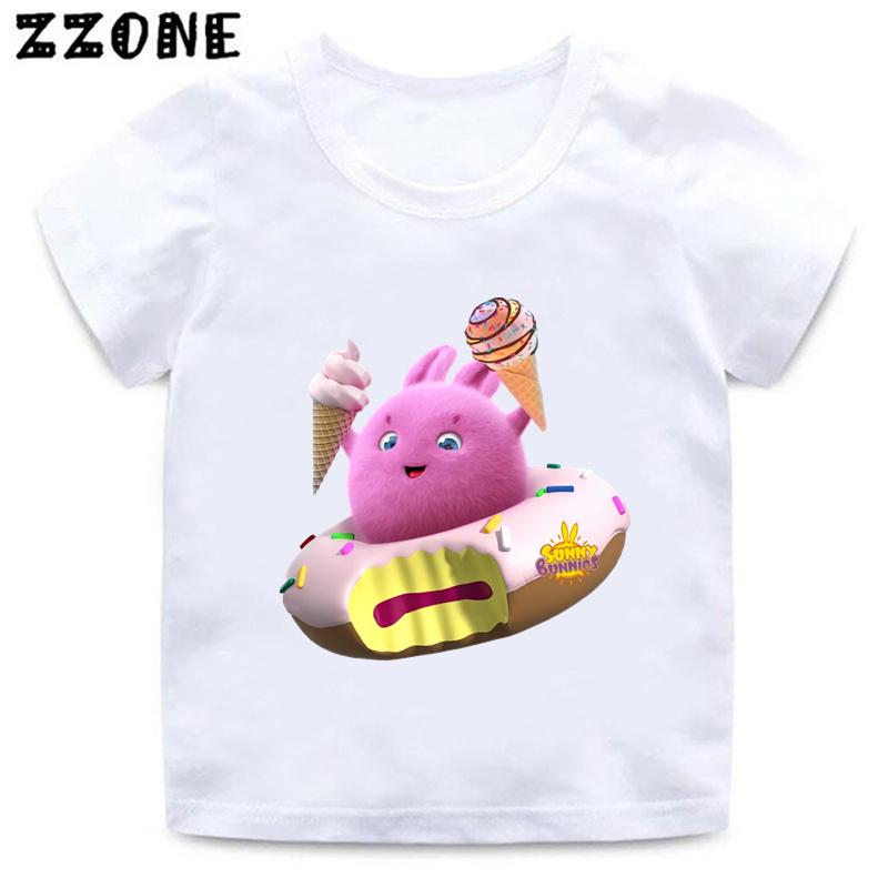 Hot Sale Sunny Bunnies Print Cartoon Kids TShirts Girls Clothes Baby Boys Short Sleeve T shirt Summer Children Topsooo5883