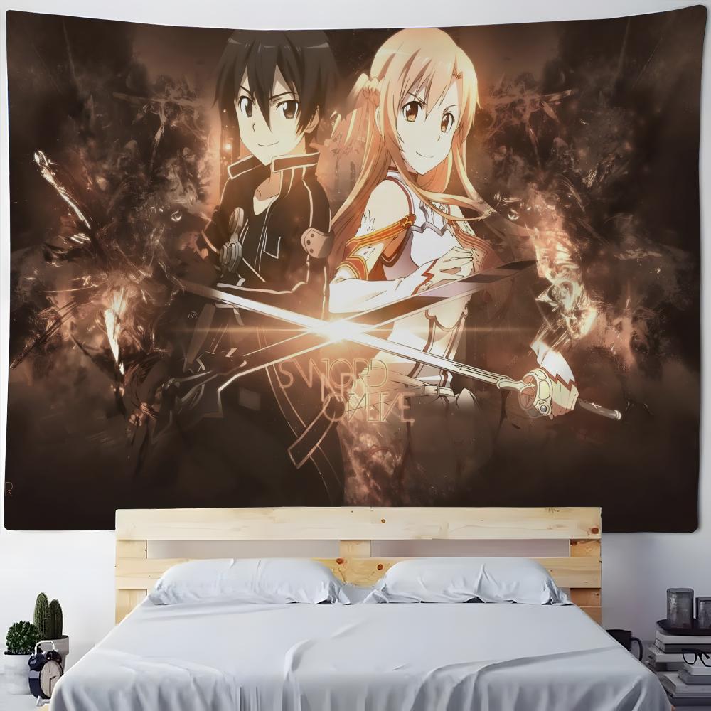 S-Tapestry Sword Art Online Аниме-гобелен Настенное панно Бохо-настенные гобелены Мандала Аксессуары для домашнего декора