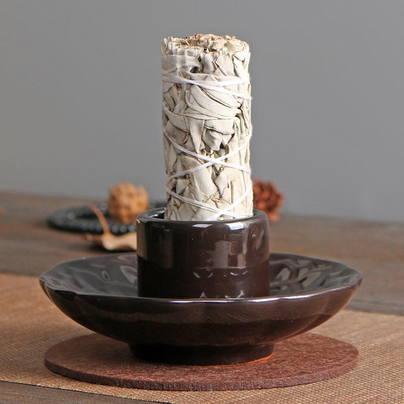 Ceramic Incense Burner Bowl Sage Holder Smudge Dish  Palo Santo Tray  Candle Stand  Aromatherapy Decor Energy Cleansing Tool