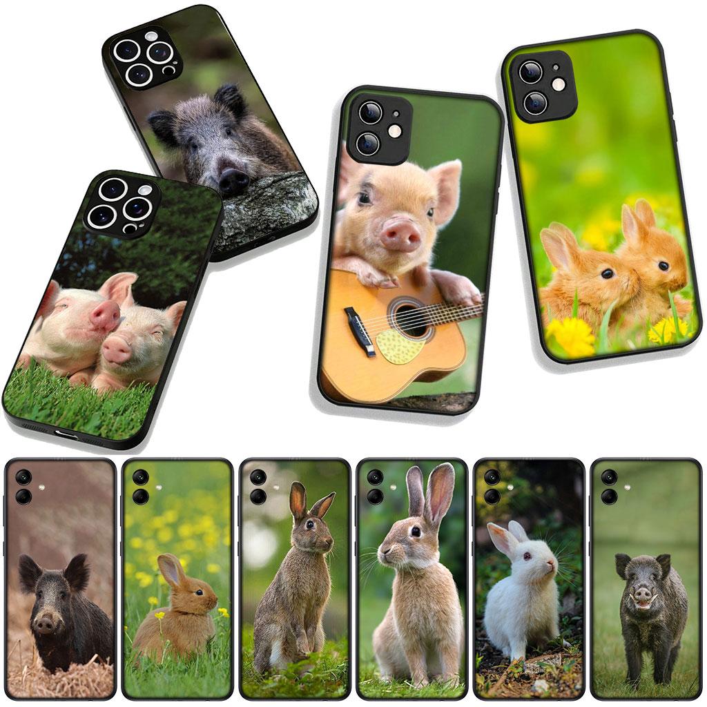 Cover for Apple iPhone 16 15 14 Plus 13 12 Mini 17 Pro Max + ProMax 16E Air Phone Case Rabbit Wild Boar Pig